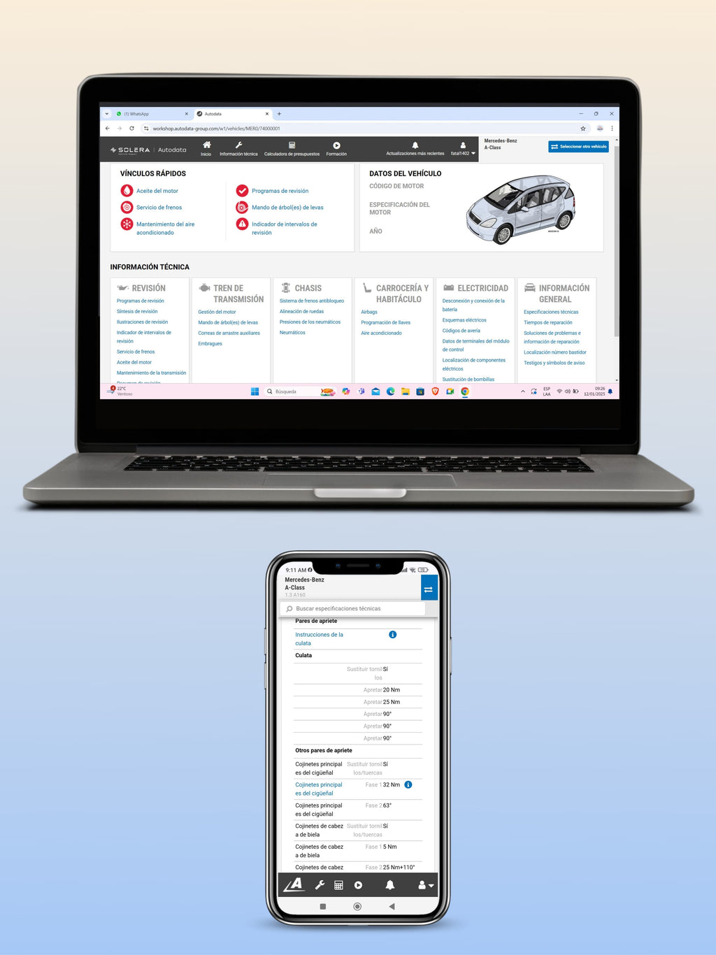 Información específica en manual de taller