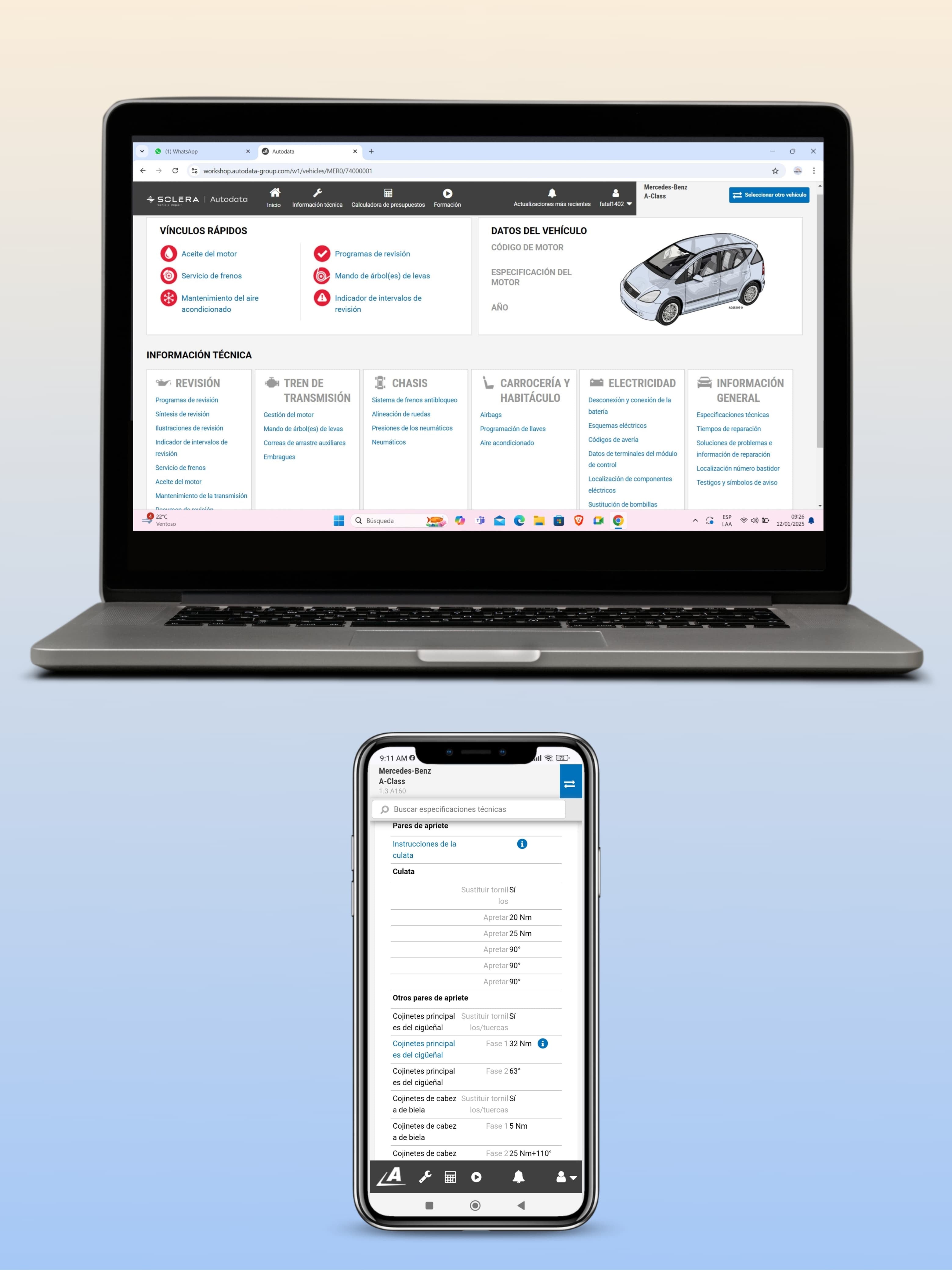 Información específica en manual de taller